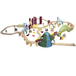 Set trenulet Carousel Mega Train City 150 piese din lemn